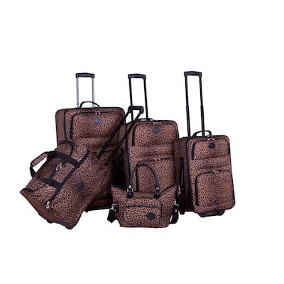 American Flyer Silver Clover 5 Piece Spinner Luggage Set Black