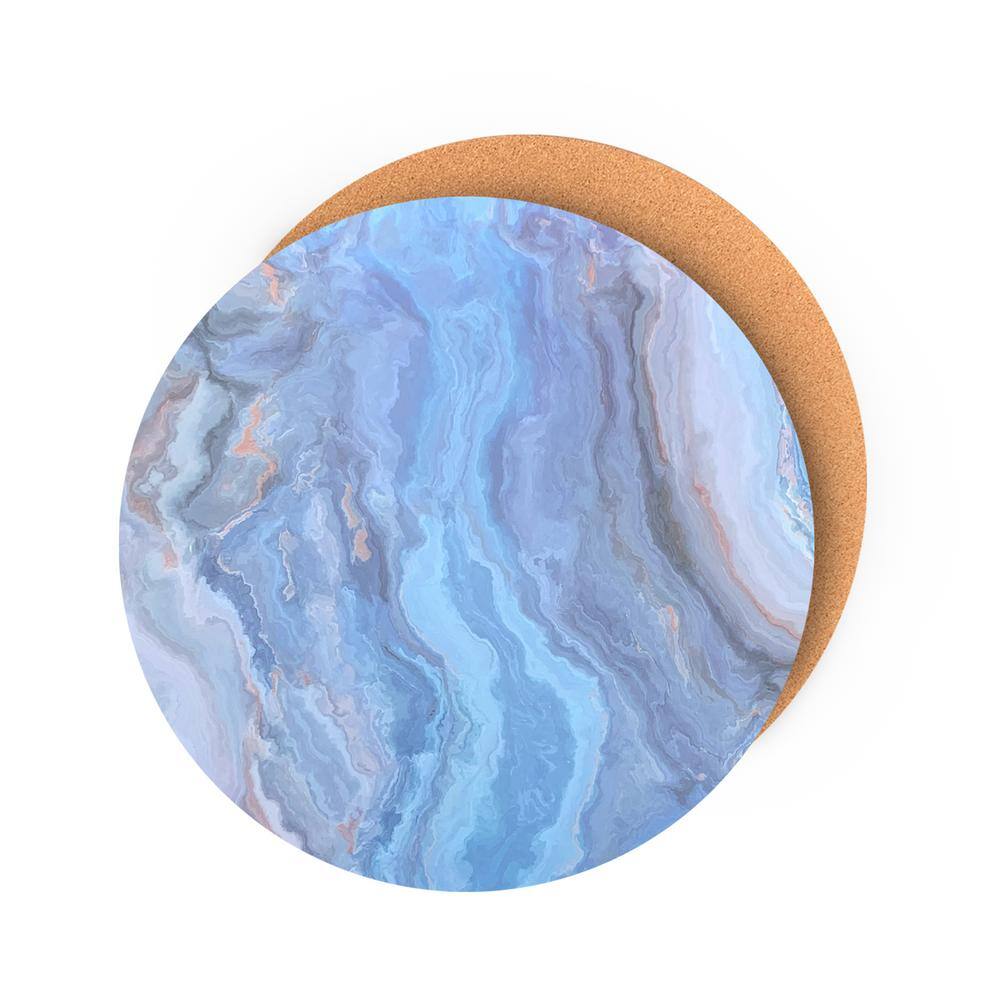 Navy Blue Marble Foil Cork Round Placemats Set of 2