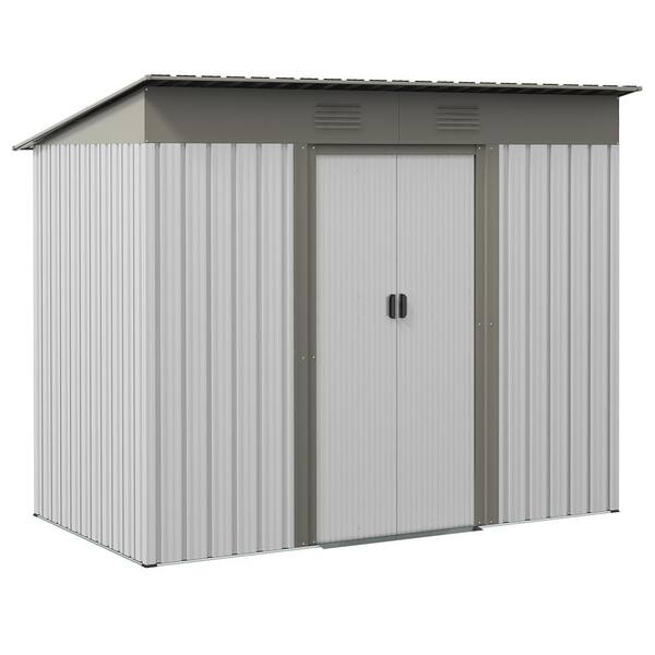 Outsunny 4 ft. x7 ft. Metal Garden Shed, Backyard Tool Storage Shed with Dual Locking Doors, Steel Frame 25 sq. ft.