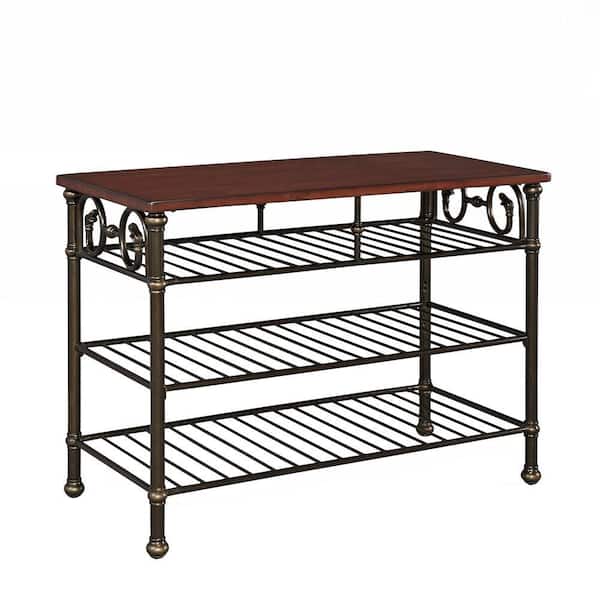 Home Styles Richmond Hill Black Kitchen Utility Table with Wood Top