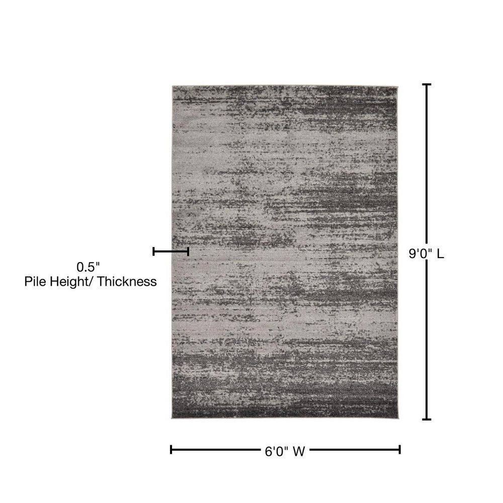Luxurious Dark Gray Tufted 6' x 9' Easy-Care Synthetic Rug