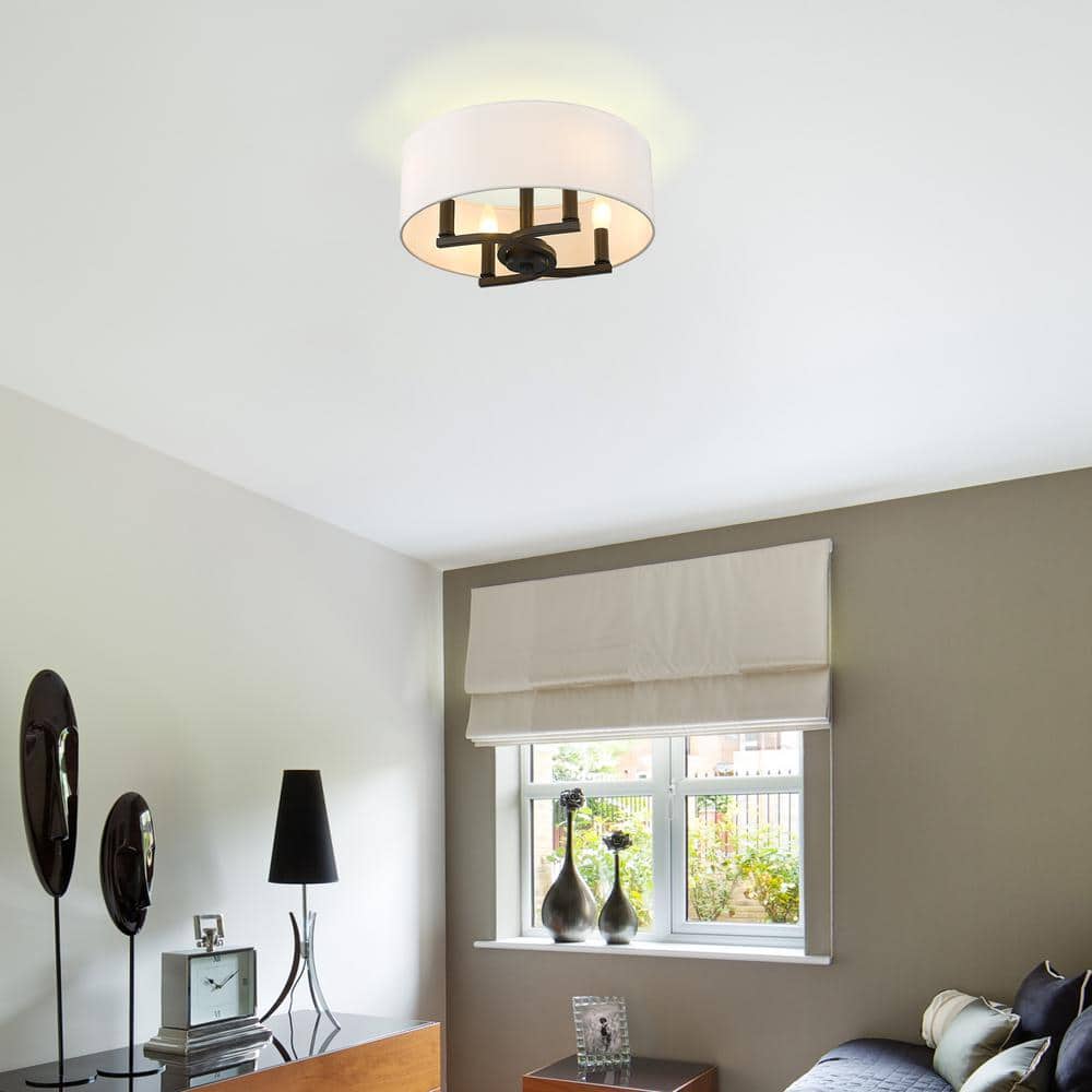 Eliana Matte Black and Modern White 4-Light Semi-Flush Mount