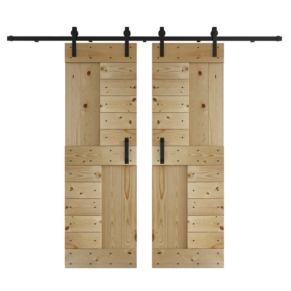 Coast Sequoia 48'' x 84'' Light Oak Solid Wood Sliding Barn Door with Hardware Kit