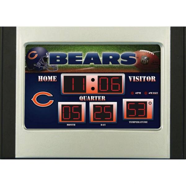 Team Sports America Chicago Bears 6.5 in. x 9 in. Scoreboard Alarm Clock with Temperature