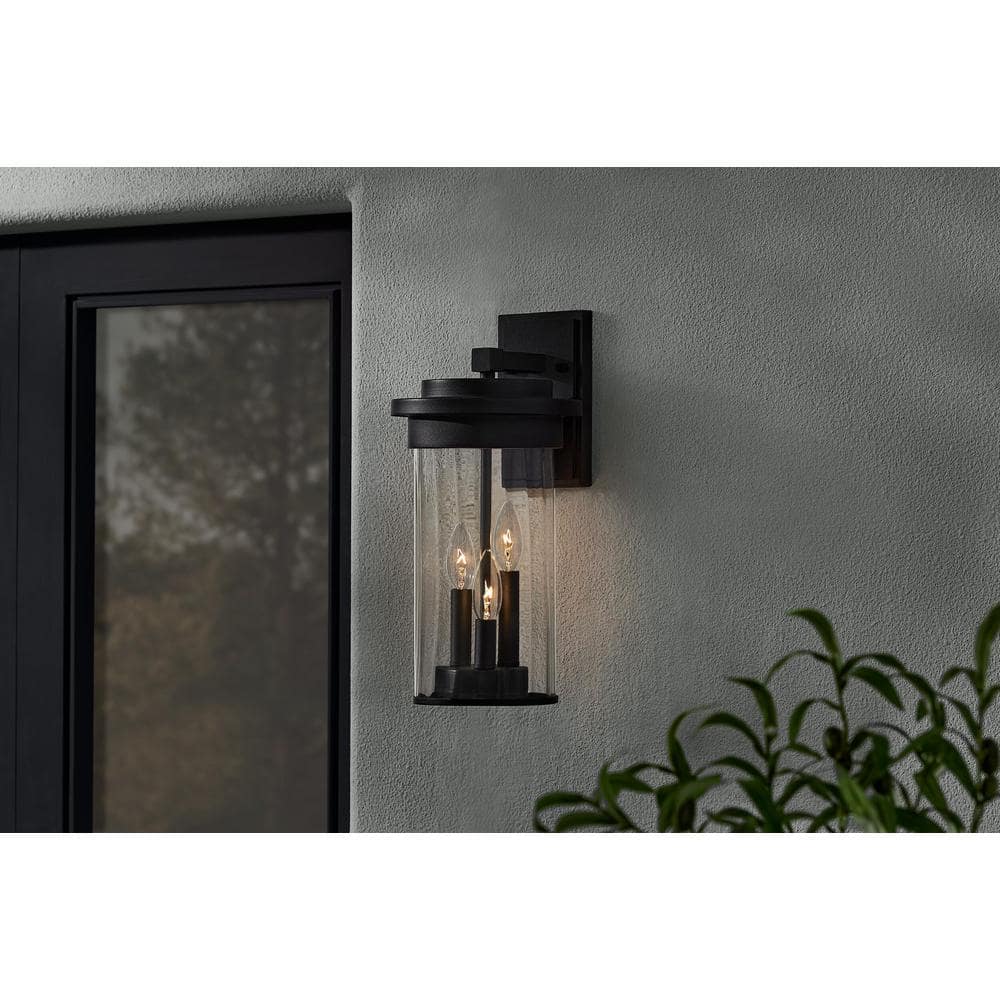 Northwood 16.5 in. 3-Light Black Outdoor Wall Light Fixture with Clear Glass price history on PriceWatchPro