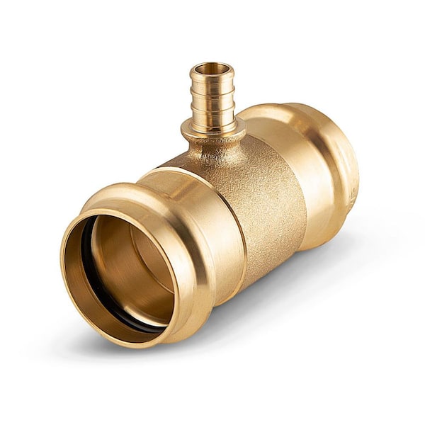 PLUMBFLEX 1/2 in. Pex B x 3/4 in. Press Lead Free Brass Tee Pipe Fitting