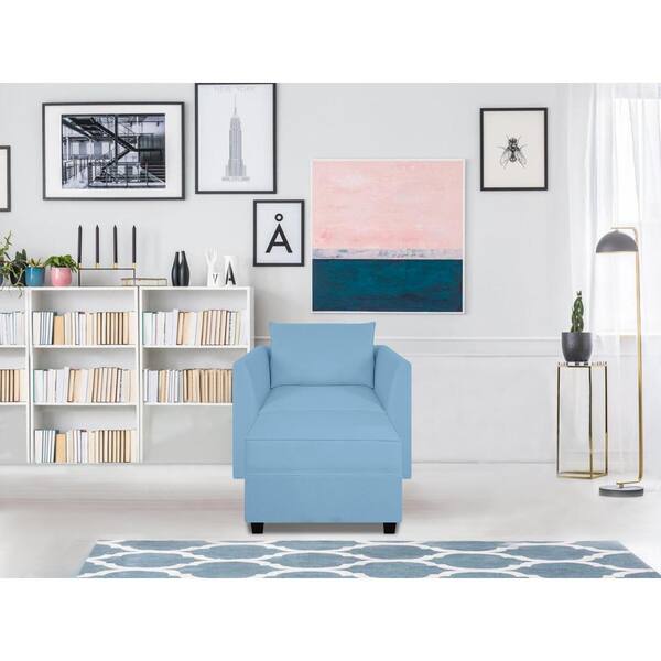 HOMESTOCK 56.1 in. Linen Modern Accent Chair for Sectional Sofa with Ottoman in Robin Egg Blue Sofa Couch for Living Room Office 57004HD The Home Depot