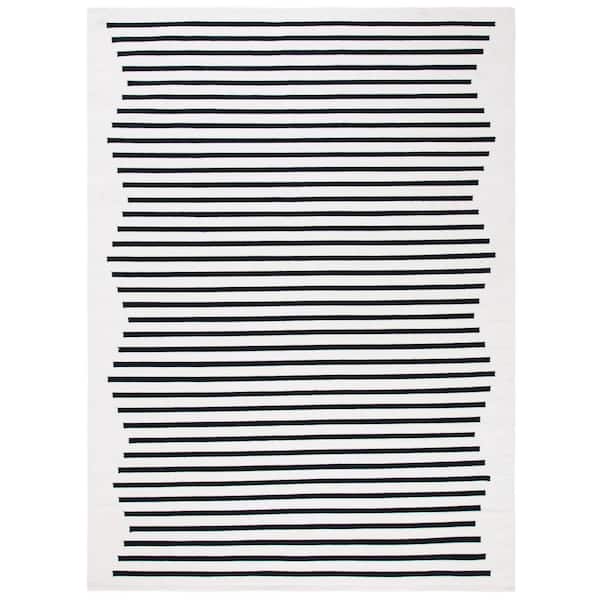 SAFAVIEH Montauk Ivory/Black 10 ft. x 14 ft. Chevron Lines Area Rug