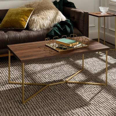 Dark Walnut Gold Coffee Tables Accent The Home Depot Dark Walnut Gold Coffee Tables, Gold Accent Coffee Table
