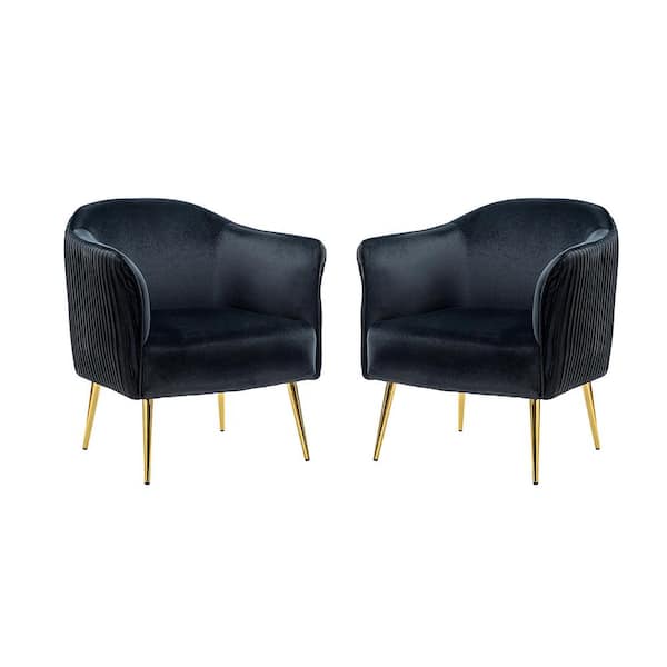JAYDEN CREATION Juliis Black Barrel Chair with Metal Legs (Set of 2)