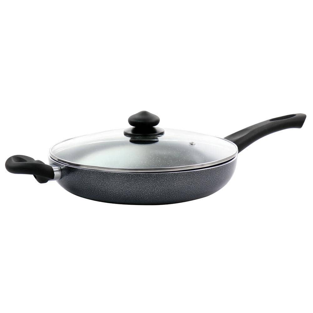 Oster Pallermo 3.5 qt. Charcoal Aluminum Nonstick Saute Pan with Lid ...