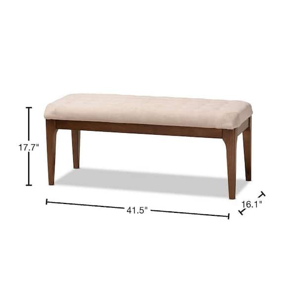 Baxton Studio Walsh Beige and Walnut Brown Dining Bench 17.7 in