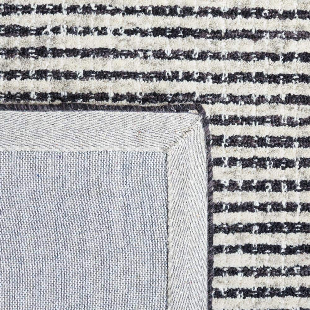 Handmade Black Wool Abstract Tufted Square Rug 6' x 6'