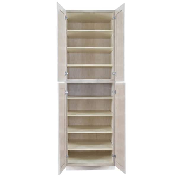 LIFEART CABINETRY Lancaster Shaker Assembled 30x90x27 in. Tall Pantry with 4 Doors in Stone Wash