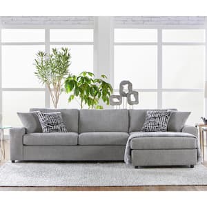 New Classic Furniture Tristan Shadow Gray Polyester RAF Chaise Lounge with 2-Accent Pillows