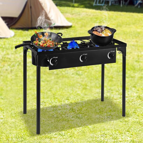 YIYIBYUS Outdoor Freestanding Black Iron 3-Burner Stove Heavy-Duty Tri-Propane  Cooker with Detachable Legs YDB58L4HWDZH8 - The Home Depot