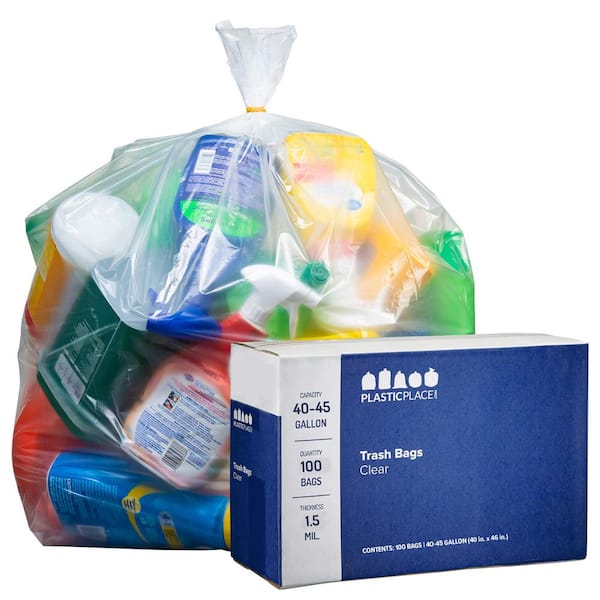 Plasticplace 40-45 Gal. Clear Trash Bags (Case of 100)