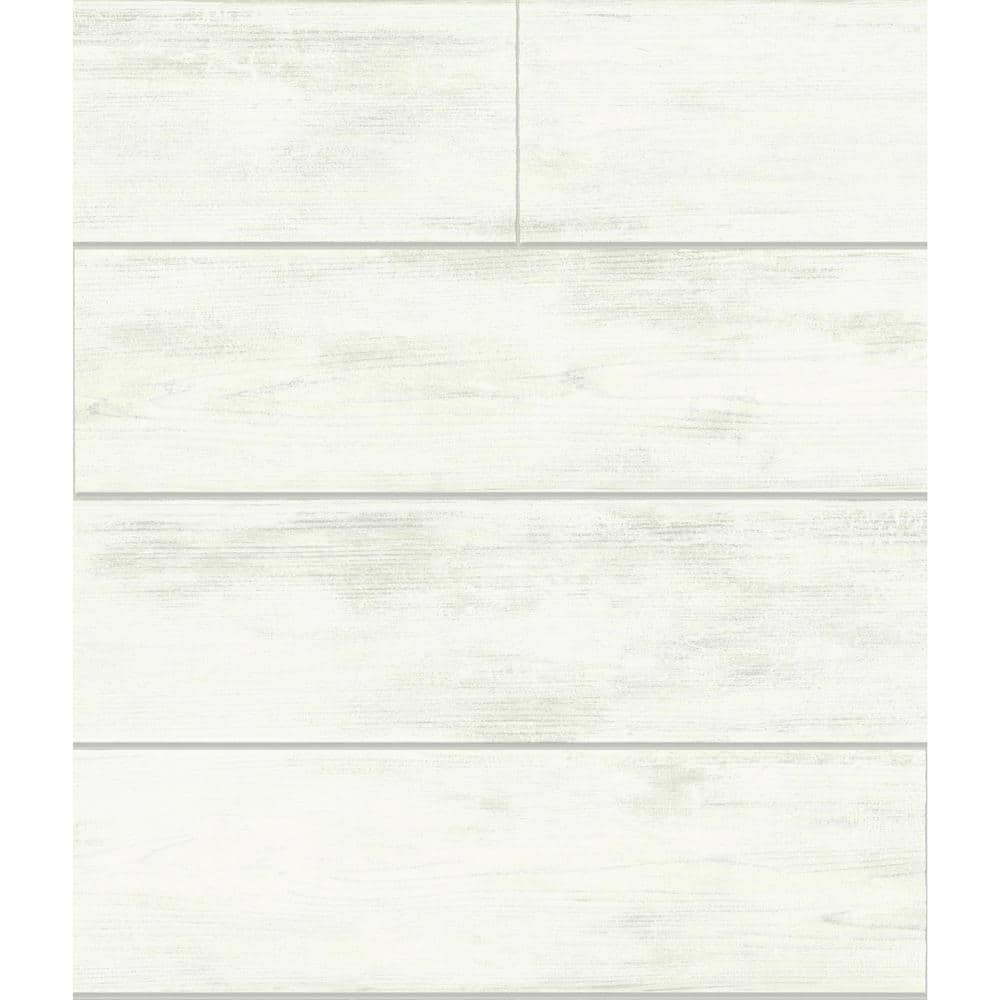 White Embossed Woodgrain Shiplap Wallpaper