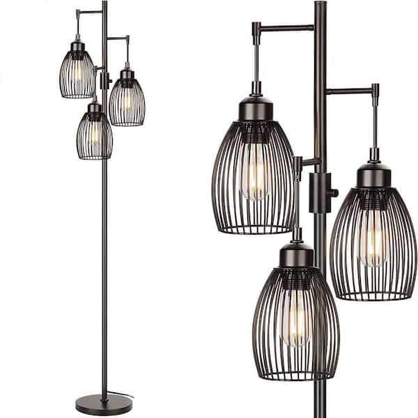 Operfurni 68 in. Standing Floor Lamp with Cage Shade