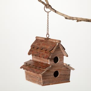 10.5 in. Brown Copper Shingled Wood Birdhouse