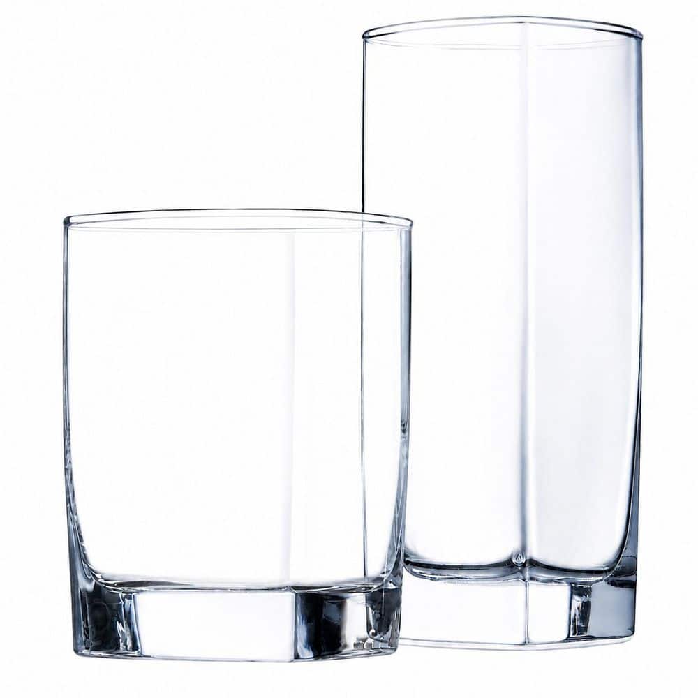 Everyday Drinking Glasses Set of 16, Clear Glassware with 8 Tall Highball and 8 Short Old Fashioned Tumblers price history on PriceWatchPro