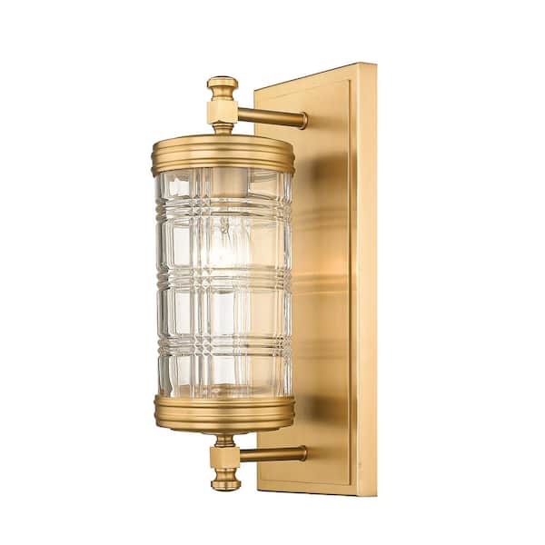 Unbranded Archer 6 in 1-Light Heirloom Gold Wall Sconce with Clear Glass Shade