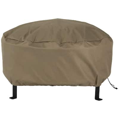 40 in. Khaki Durable Weather-Resistant Round Fire Pit Cover