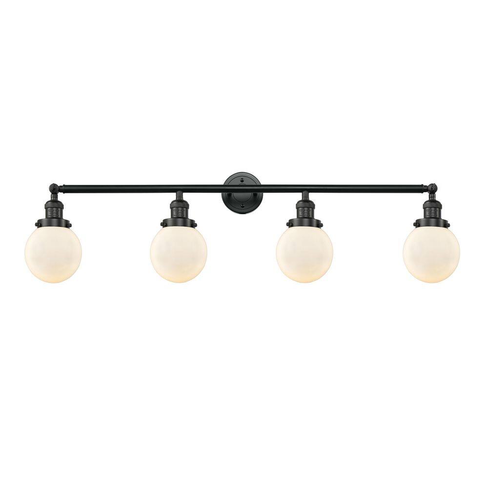 Beacon 42 in. 4-Light Matte Black Vanity Light with Glass Shade price history on PriceWatchPro