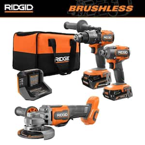 18V Brushless Cordless 2-Tool Combo Kit w/ (2) Batteries, Charger, Bag & 18V Brushless Angle Grinder