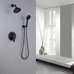 2-Spray Patterns 6 in. Round Shower Head Wall Mount Dual Shower Heads with Handheld Shower in Black