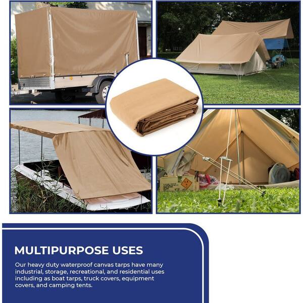 TarpsNow 7 ft. x 9 ft. Tan 20 Mil Commercial Grade Heavy Duty