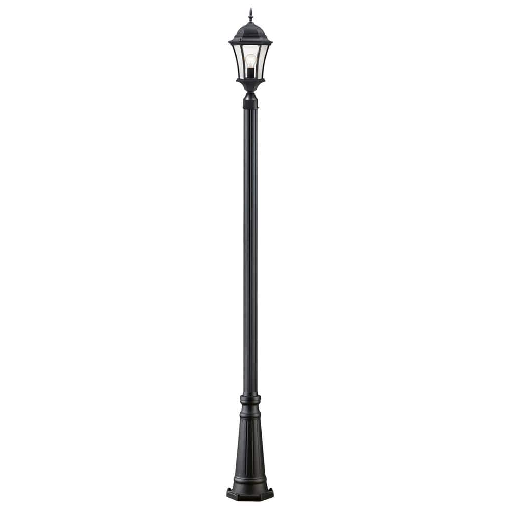 Black Aluminum Outdoor Post Light with Clear Glass Shade