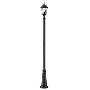 Wakefield 1-Light Black 116 in. Aluminum Hardwired Outdoor Weather Resistant Post Light Set with No Bulb Included