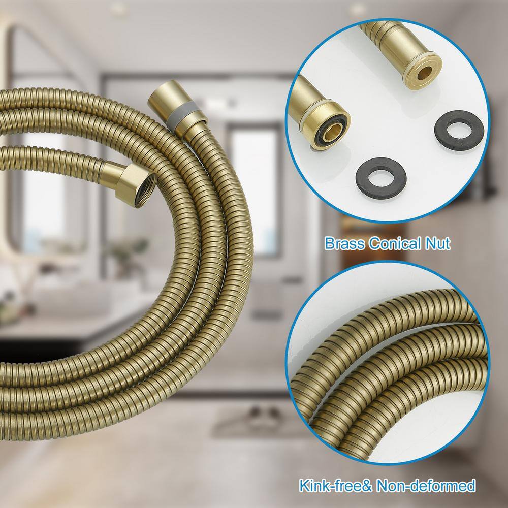 71-Inch Brushed Gold Stainless Steel Flexible Shower Hose