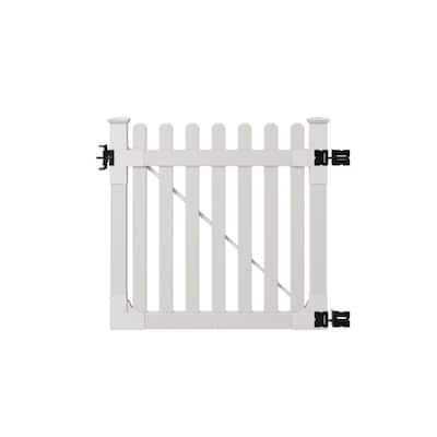 4 ft. x 4 ft. Premium Vinyl Classic Picket Fence Gate with Powder Coated Stainless Steel Hardware