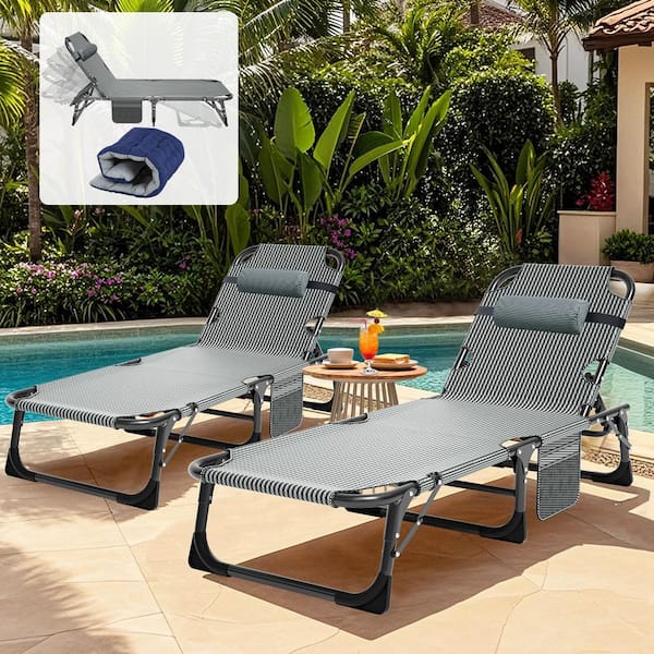 BOZTIY Adjustable 4-Position Adults Reclining Folding Chaise with