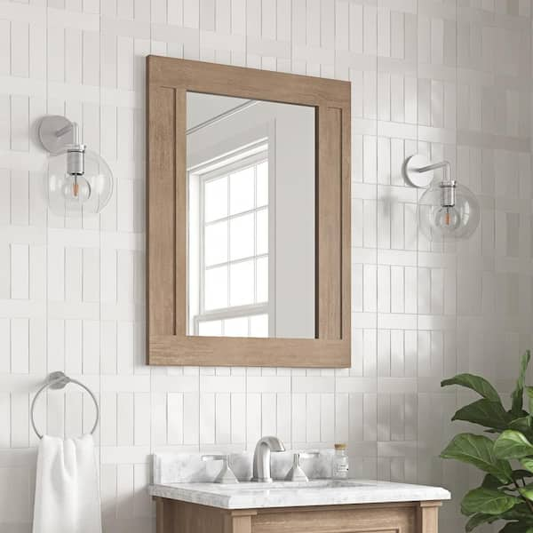 Home Decorators Collection Aberdeen 28 in. W x 40 in. H Rectangular Framed Wall Mount Bathroom Vanity Mirror in Antique Oak