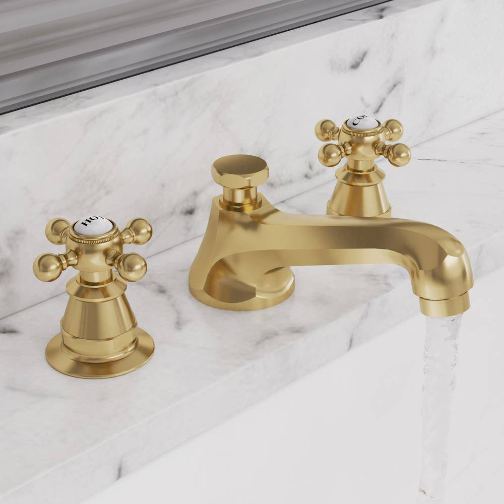 Satin Gold Brass Widespread 2-Handle Bathroom Faucet