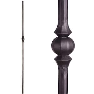 Tuscan Round Hammered 44 in. x 0.5625 in. Satin Black Single Sphere Solid Wrought Iron Baluster