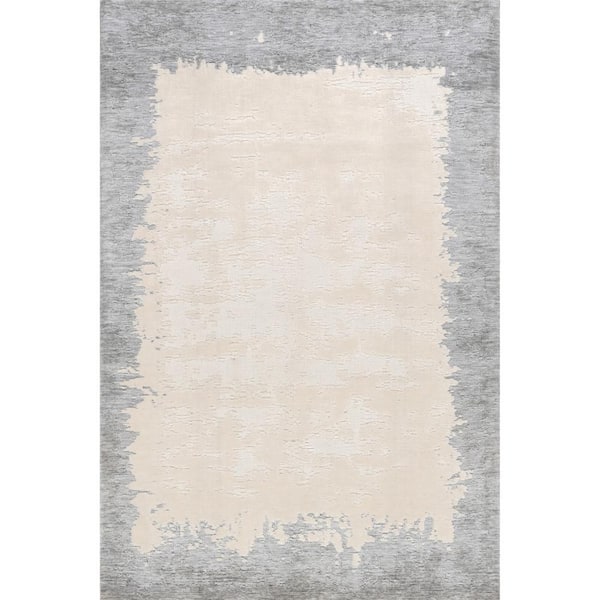 4 ft. x 6 ft. Beige Mera Bordered Wool Indoor/Outdoor Patio Rug