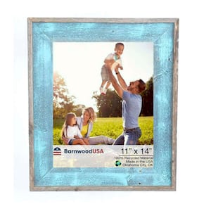 Rustic Farmhouse Artisan 11 in. x 14 in. Robins Egg Blue Reclaimed Picture Frame
