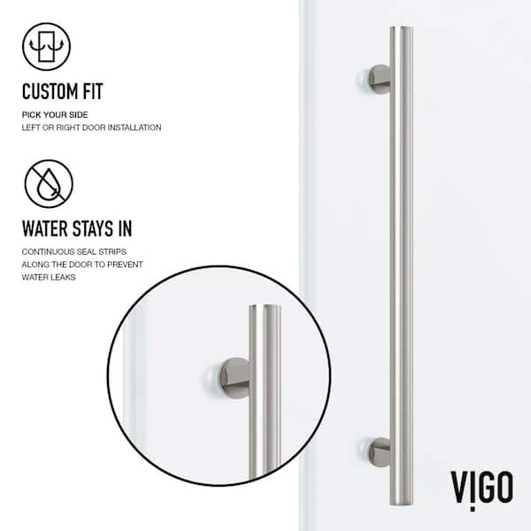 Elan 56 to 60 in. W x 74 in. H Sliding Frameless Shower Door in Stainless Steel with 3/8 in. (10mm) Frosted Glass