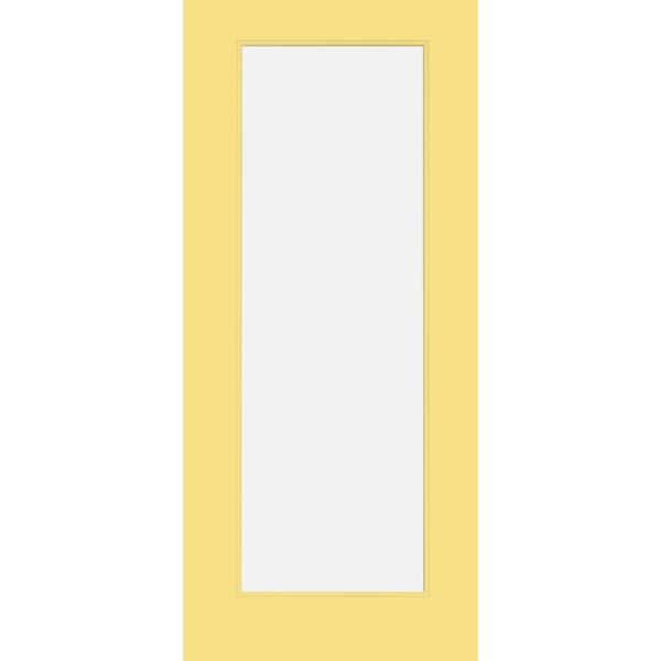 Legacy 30 in. x 80 in. Universal Handing Full-Lite Clear Glass Jackfruit Finish Fiberglass Front Door Slab