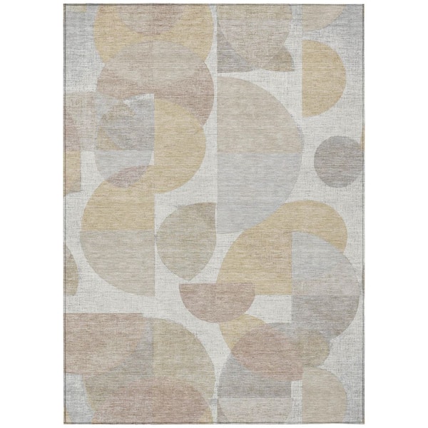 Chantille Machine Washable Indoor/Outdoor Abstract ACN3059 Ivory 5 ft. x 7 ft. 6 in. Area Rug