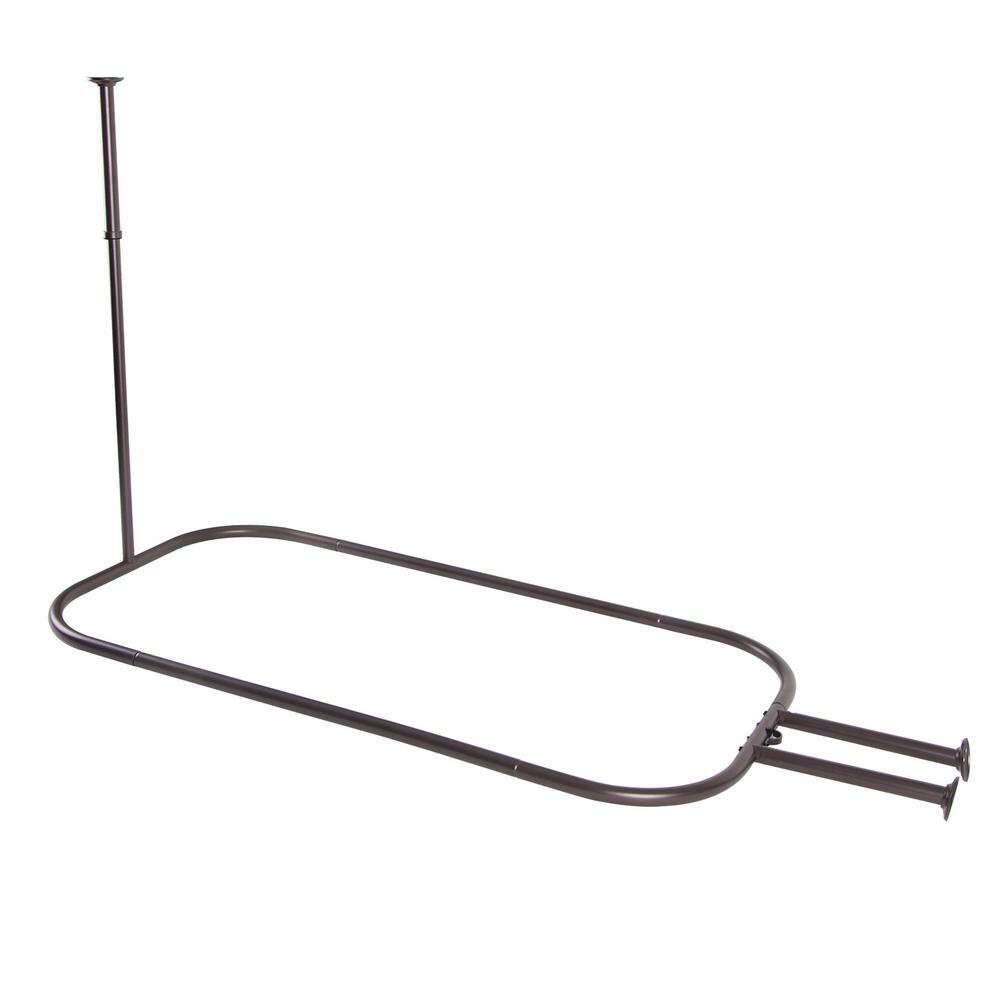 Oil Rubbed Bronze D-Shaped Ceiling Mounted Shower Curtain Rod Set