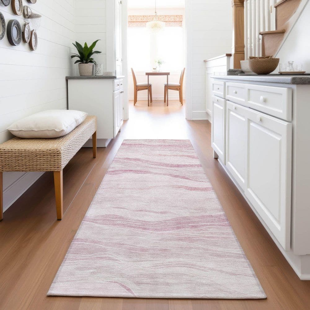 Mayfield Premium Machine Washable Abstract AMF1246 Pink 2 ft. 3 in. x 7 ft. 6 in. Runner Rug price history on PriceWatchPro