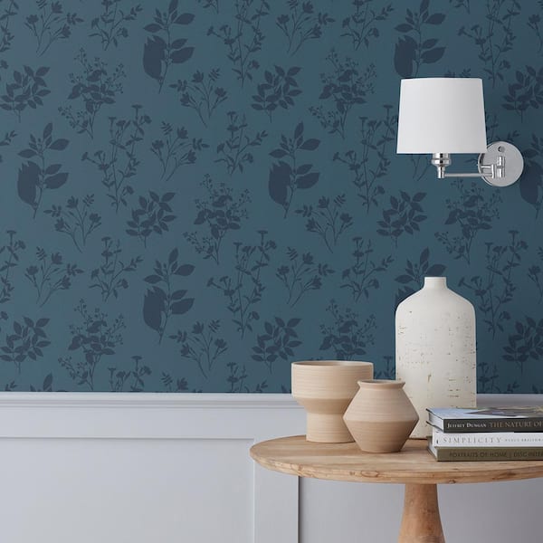 Cameilla Silhouette Blue Non-Pasted Wallpaper Roll (covers approx. 52 sq. ft.)