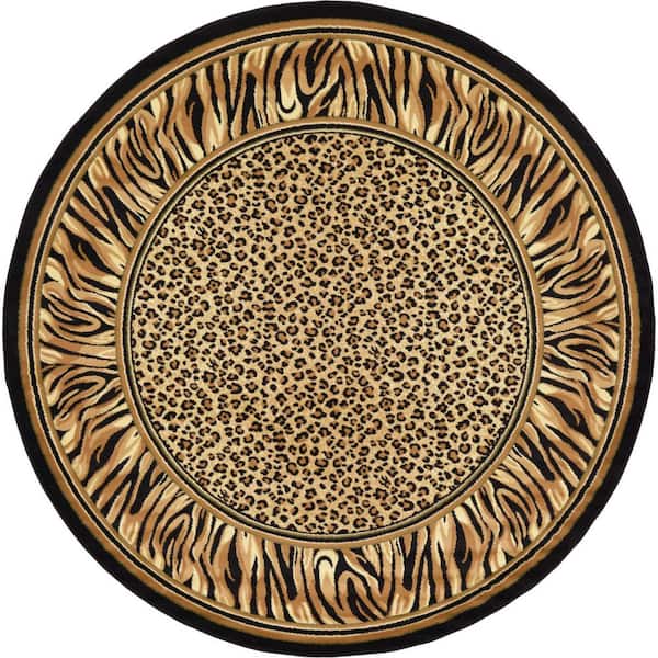 Unique Loom Wildlife Cheetah Light Brown 8' 0 x 8' 0 Round Rug