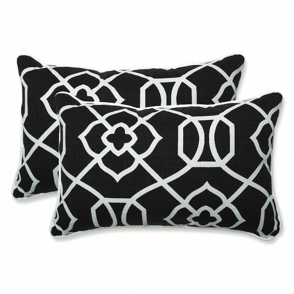 Pillow Perfect Black Rectangular Outdoor Lumbar Throw Pillow 2-Pack
