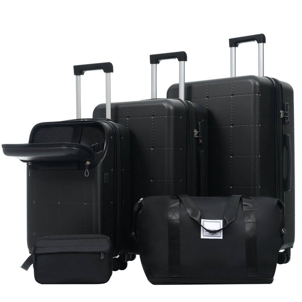 "5-Piece Black ABS Hardside Spinner Dot Design Luggage Set with USB Port, Duffel Bag and Toiletry Bag (20 in.+24 in.+28"")" price history on PriceWatchPro